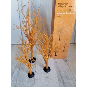 Dept 56 4024047 orange bare branch trees Halloween snow village
